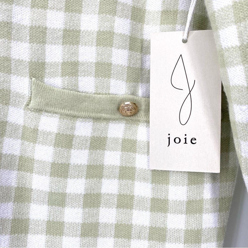 Joie Gingham Boyfriend Oversized Cardigan Sweater New Country House Chic - Picture 4 of 14